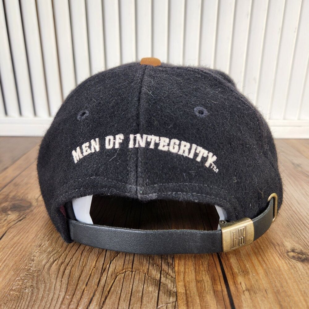 VTG Promise Keepers Men of Integrity Felt Baseball Cap Black Brown Strapback USA - Picture 5 of 10